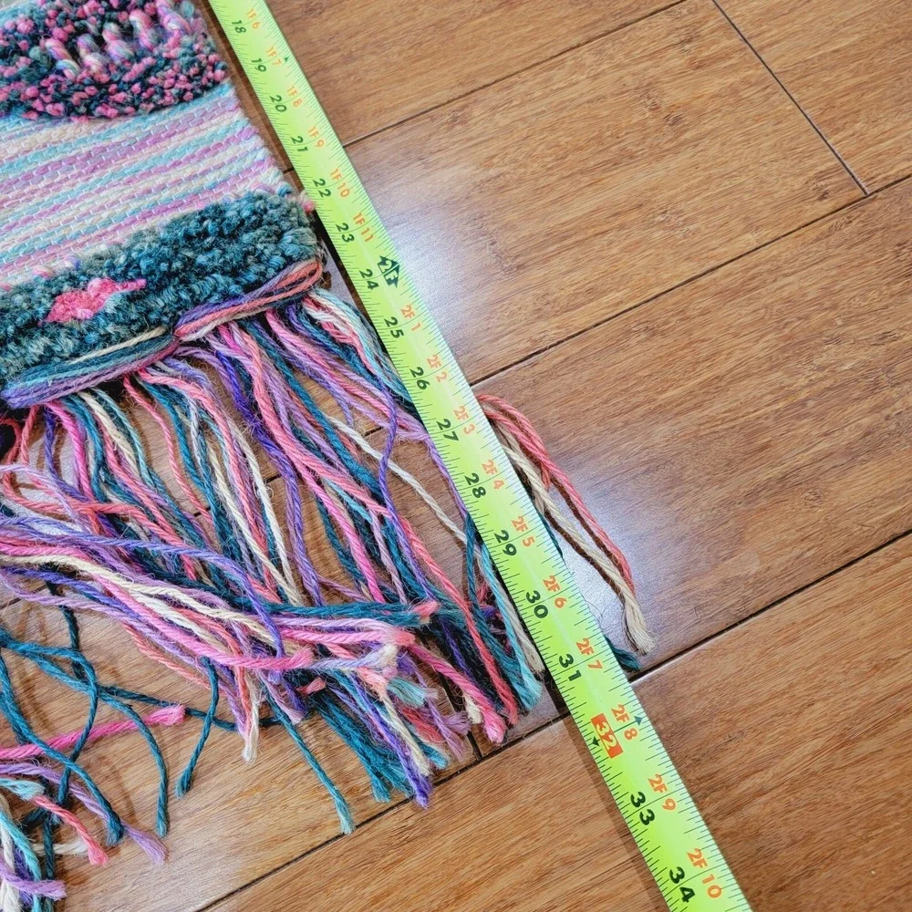 Retro Woven Boho Fringe Textile Wall Tapestry 3D Wall Hanging Woven Wool Indian